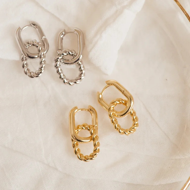 GOSFRY Gold Earrings for Women Dainty Paperclip Huggie Hoop Earrings Chunky Chain Link Simple Cab... | Walmart (US)