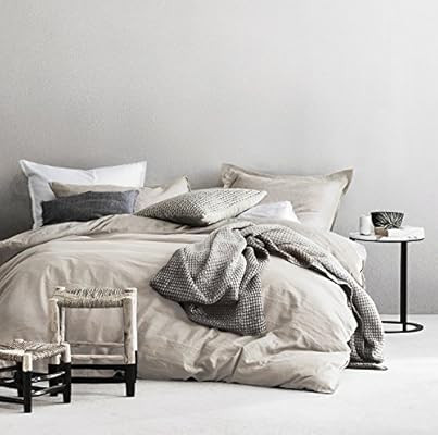 Eikei Washed Cotton Chambray Duvet Cover Solid Color Casual Modern Style Bedding Set Relaxed Soft... | Amazon (US)