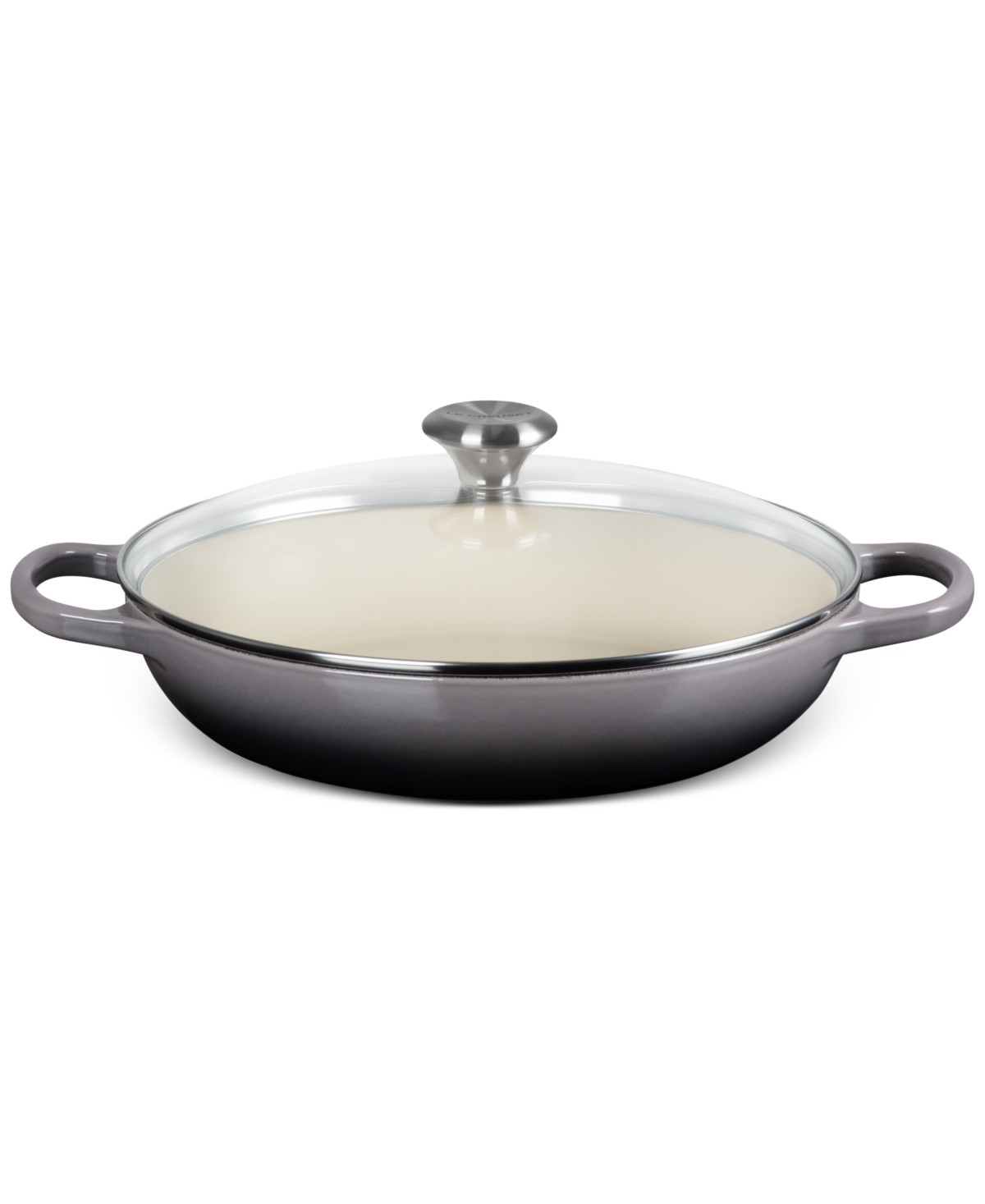 Le Creuset Enameled Cast Iron Signature Round 2.25-Qt. Braiser with Glass Lid - Oyster | Macy's