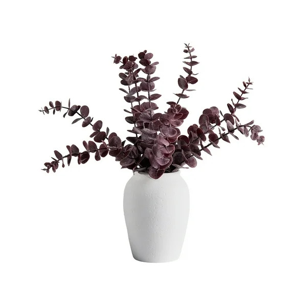 Better Homes & Gardens Artificial Purple Eucalyptus in White Ceramic Vase, 12" | Walmart (US)
