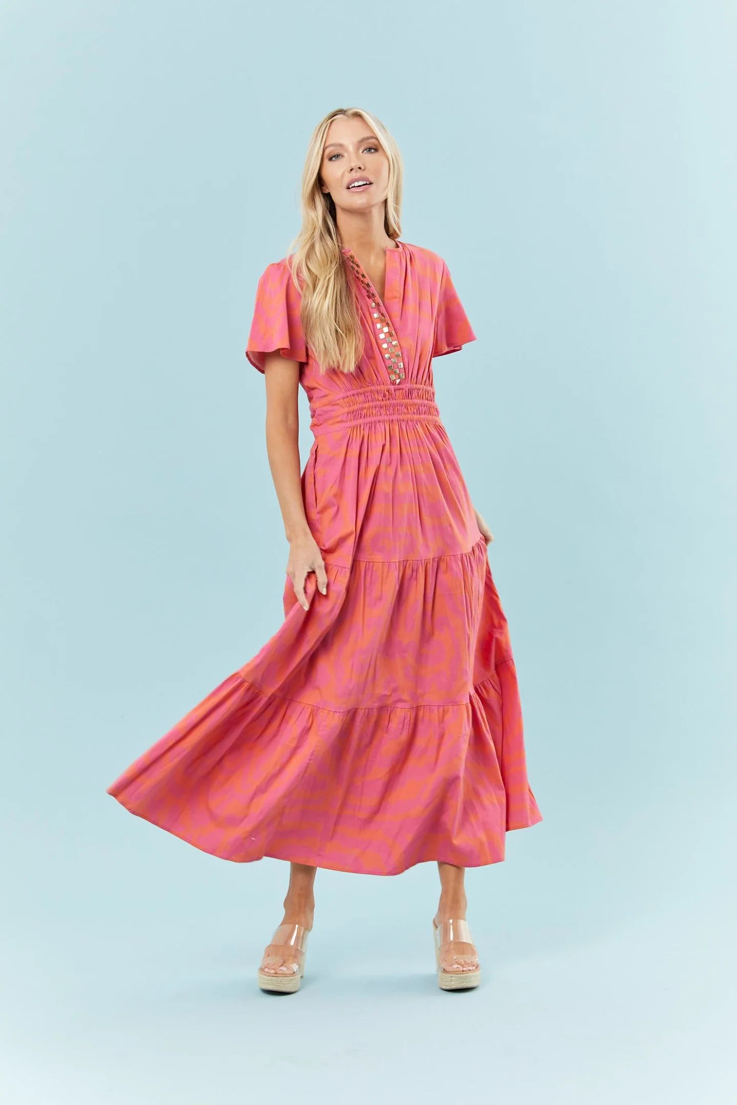 Sheridan French I Spring 2023 I Eloise Dress in Orange + Pink Tige | Sheridan French