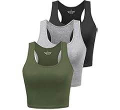 Sports Crop Tank Tops for Women Cropped Workout Tops Racerback Running Yoga Tanks Cotton Sleevele... | Amazon (US)
