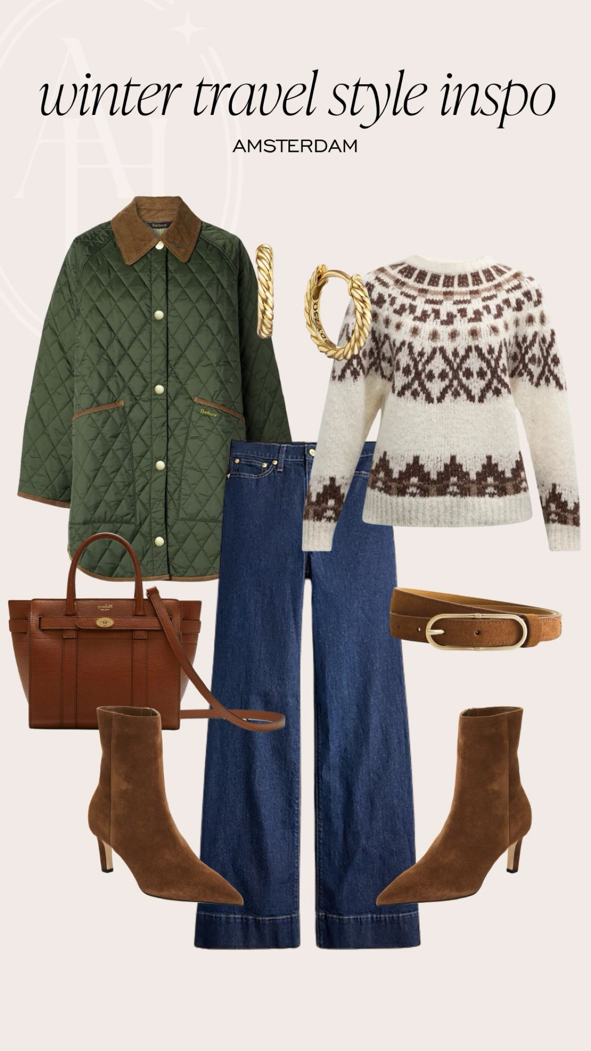 Winter travel style inspo: Amsterdam. These high waisted jeans and and fair isle sweater are great for window shopping on the city. 

#LTKTravel #LTKStyleTip #LTKSeasonal