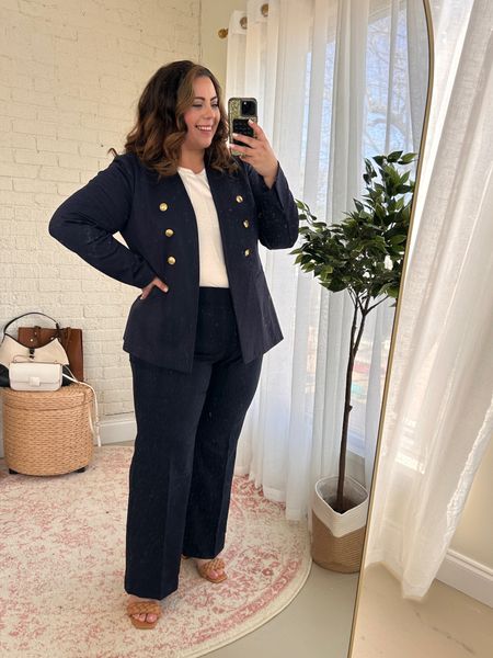 Obsessed with this navy suit option! True to size wearing 20 in both 

#LTKworkwear #LTKplussize