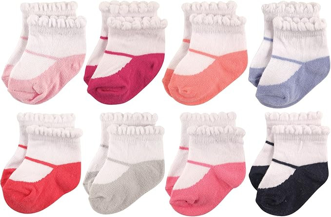 Hudson Baby Baby Girls' Cotton Rich Newborn and Terry Socks | Amazon (US)