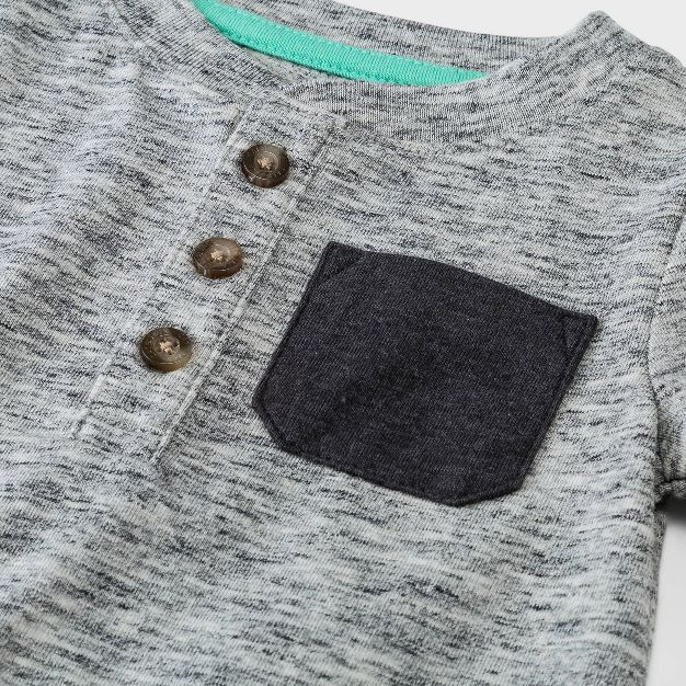 Baby Boys' Henley Pocket Bodysuit - Cat & Jack™ Heather Gray | Target
