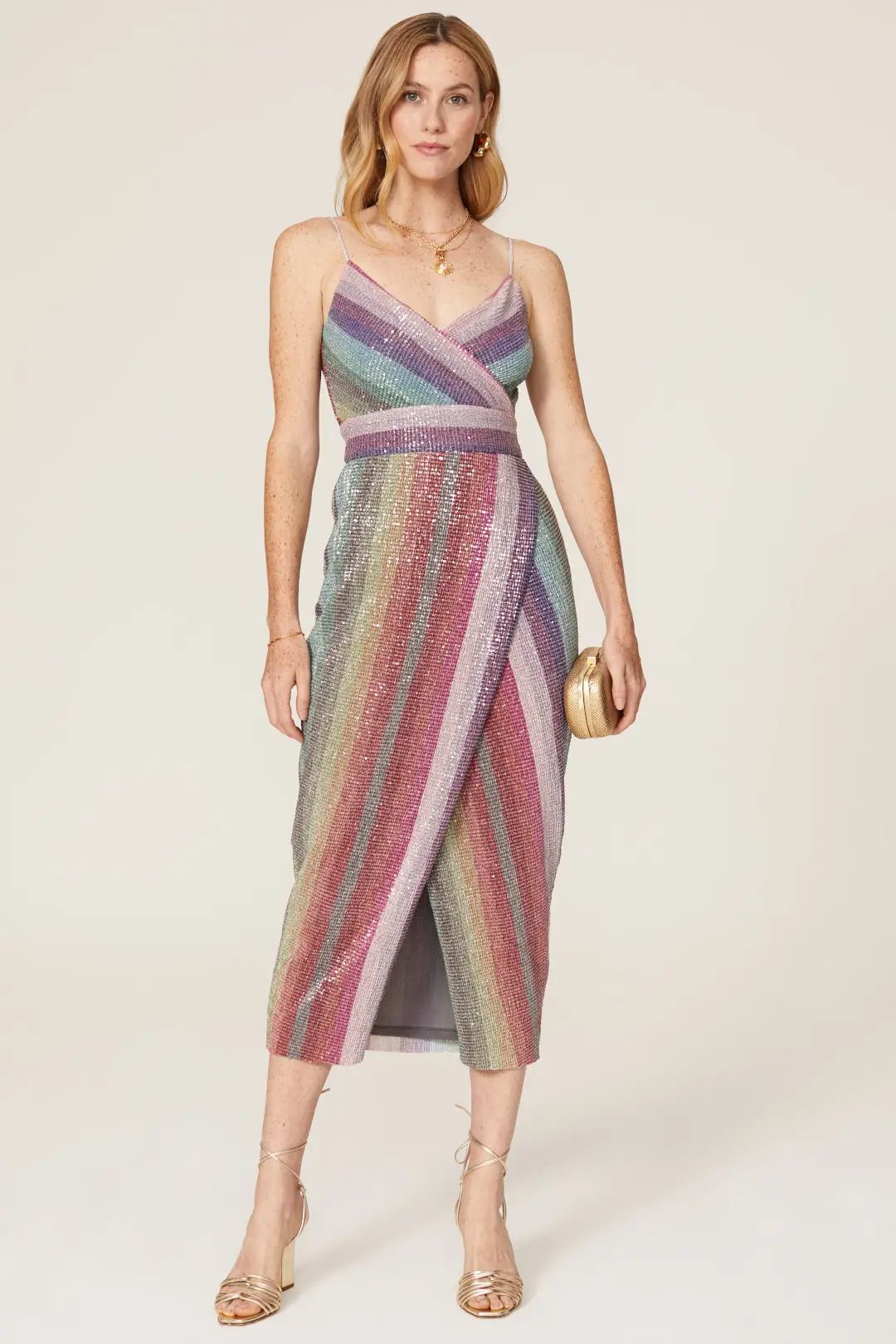 Meghan Lurex Wrap Dress | Rent the Runway