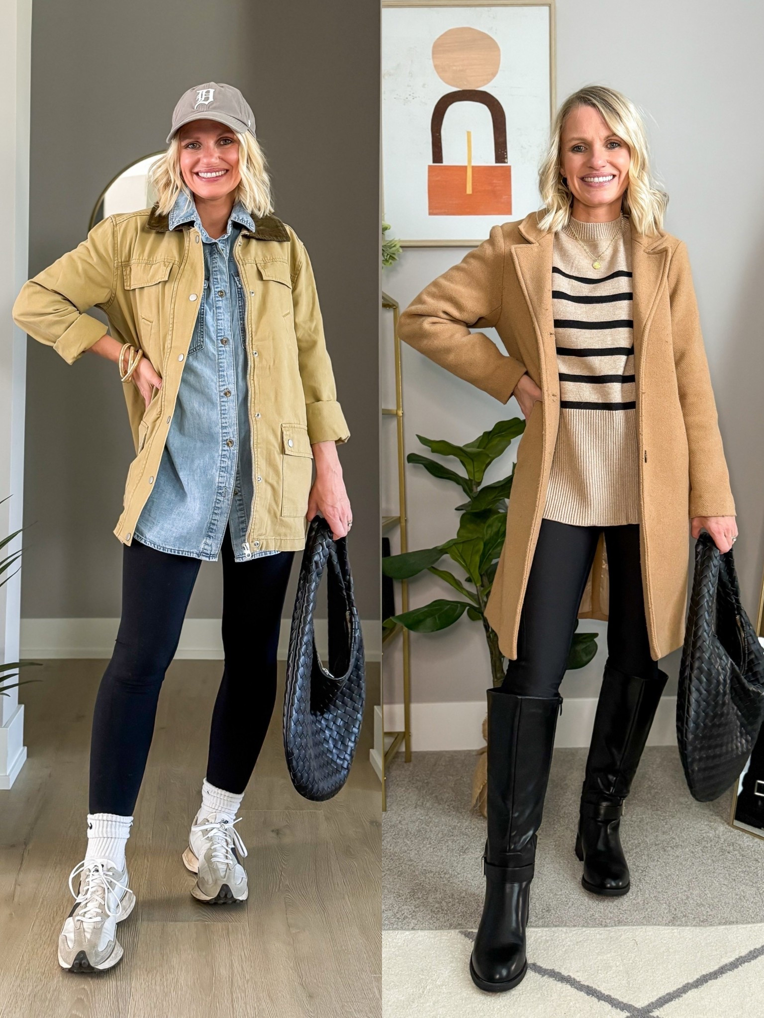 Updated ways to layer coats over tunics in 2026! 
Barn jacket- linked similar 
Wool coat- xsmall/petite
Leggings- xsmall

#LTKPetite #LTKSeasonal #LTKOver40