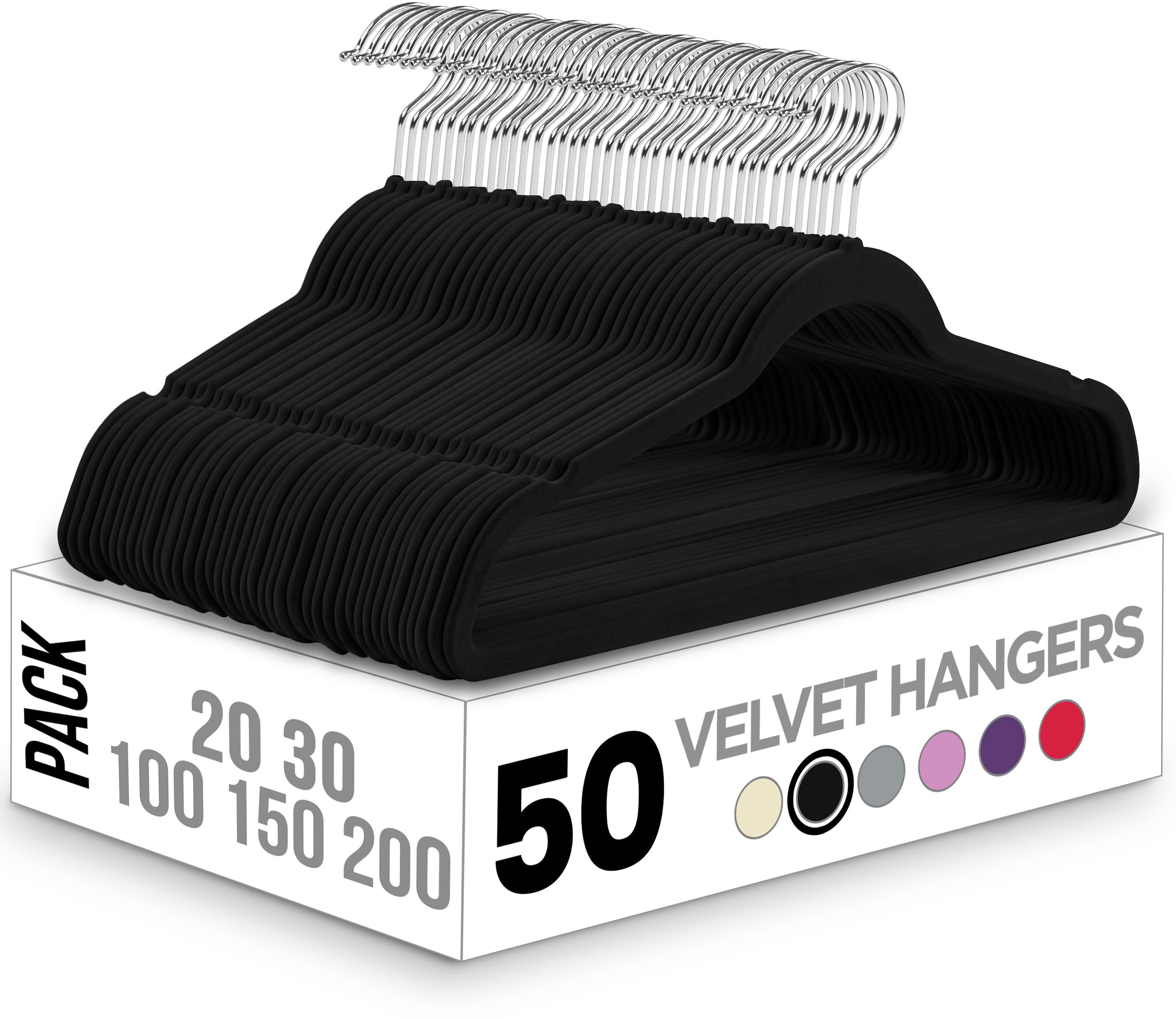 Utopia Home Velvet Hangers 50 Pack - Non-Slip Clothes Hanger Black with 360 Degree Rotatable Hook... | Amazon (US)