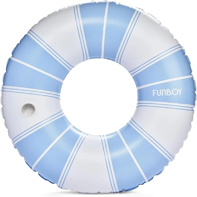 Amazon.com: FUNBOY Giant Vintage Blue Stripe Inflatable Pool Float with Cup Holder 48" |Pool Floa... | Amazon (US)