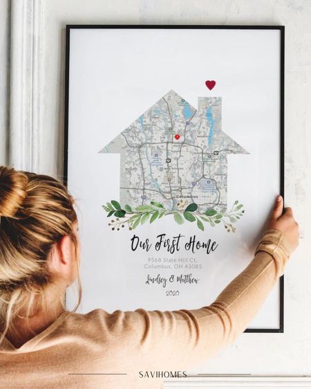 New Home Gift | Housewarming Gift, House Map Our First Home Real Estate Gift #realty #firsthome #homebuyer #goals  #map #realtor


#LTKunder50 #LTKsalealert #LTKhome