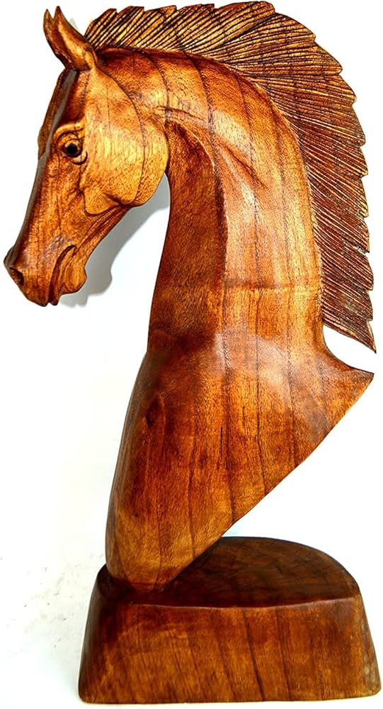 WorldBazzar Huge 20" Hand Carved Mahogany Horse Head Bust Western Statue | Amazon (US)