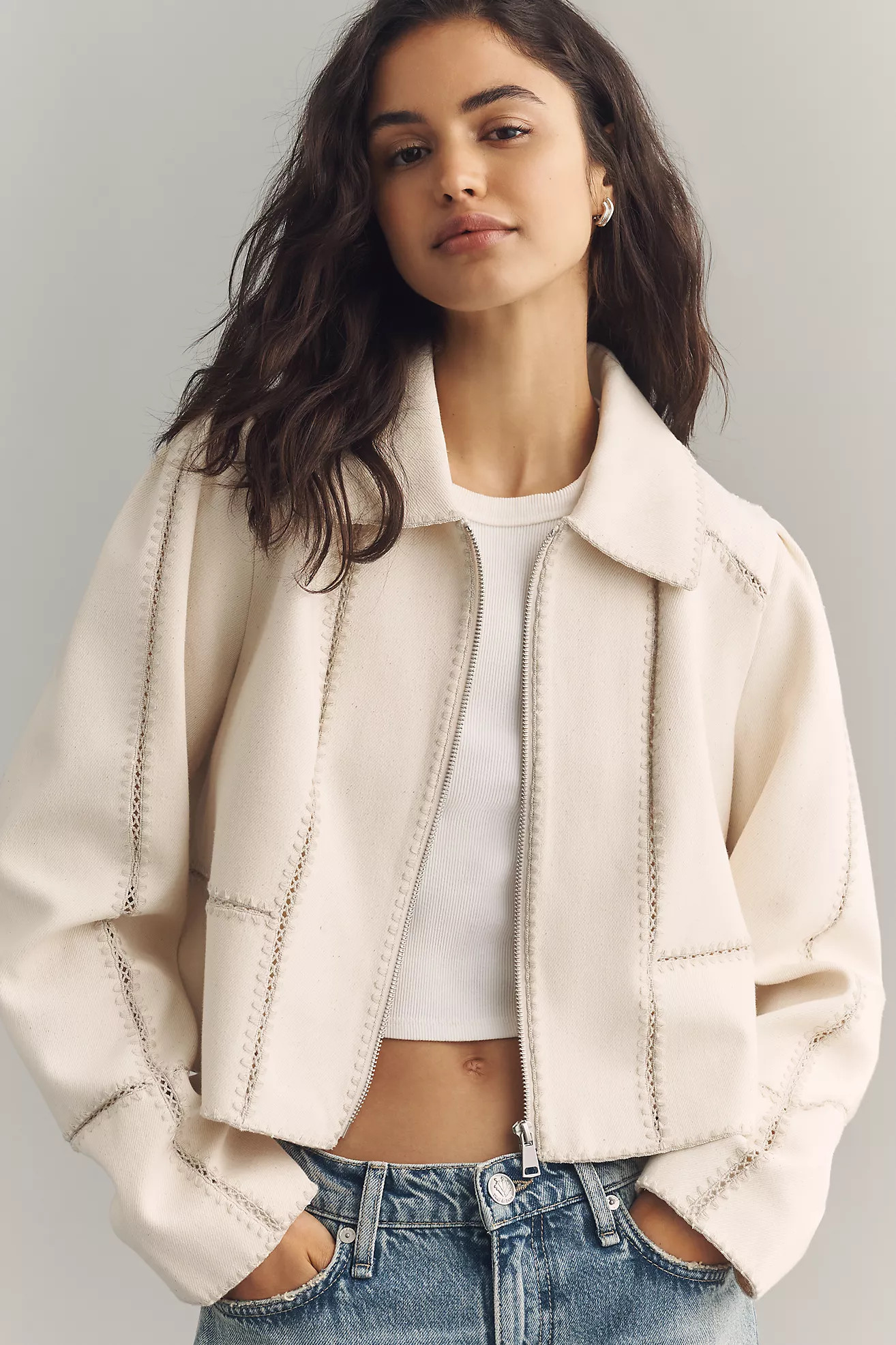 By Anthropologie Stitched Zip-Up Jacket | Anthropologie (US)