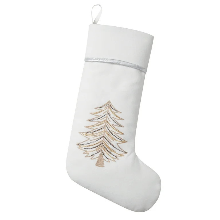 My Texas House Stephanie Ivory Beaded Christmas Stocking, 20" x 10" | Walmart (US)