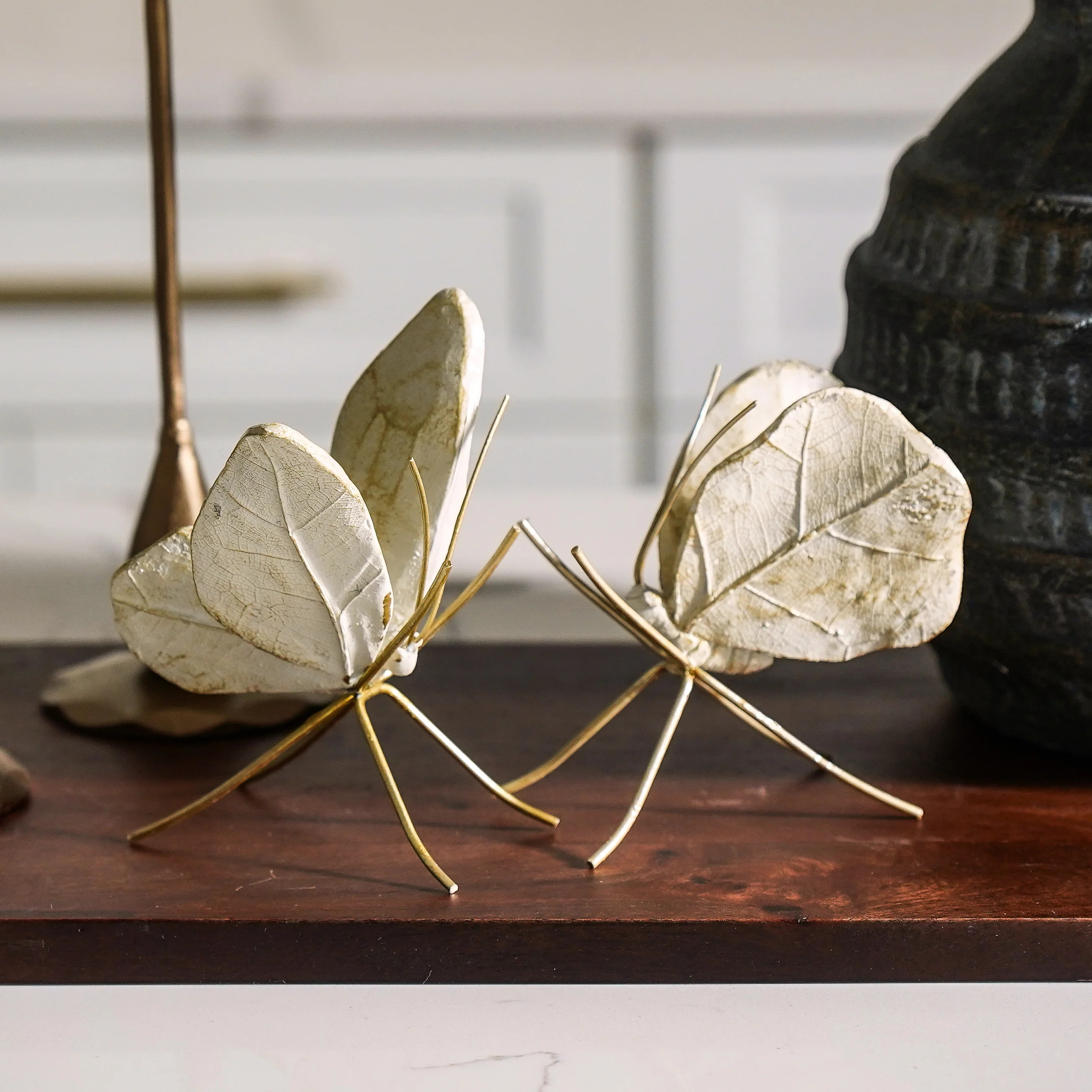 Leaf Wing Butterfly | Ivory & Gold | MJHome