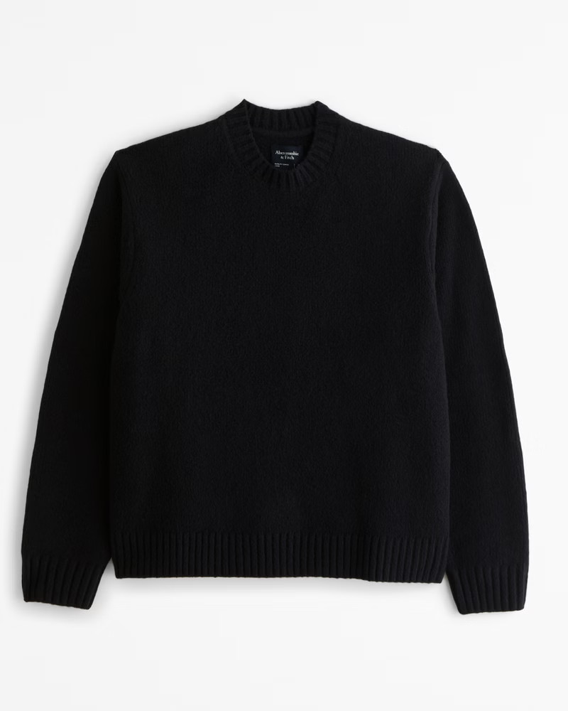 Abercrombie & Fitch Men's Oversized Marled Crew Sweater in Black - Size XXL | Abercrombie & Fitch (US)