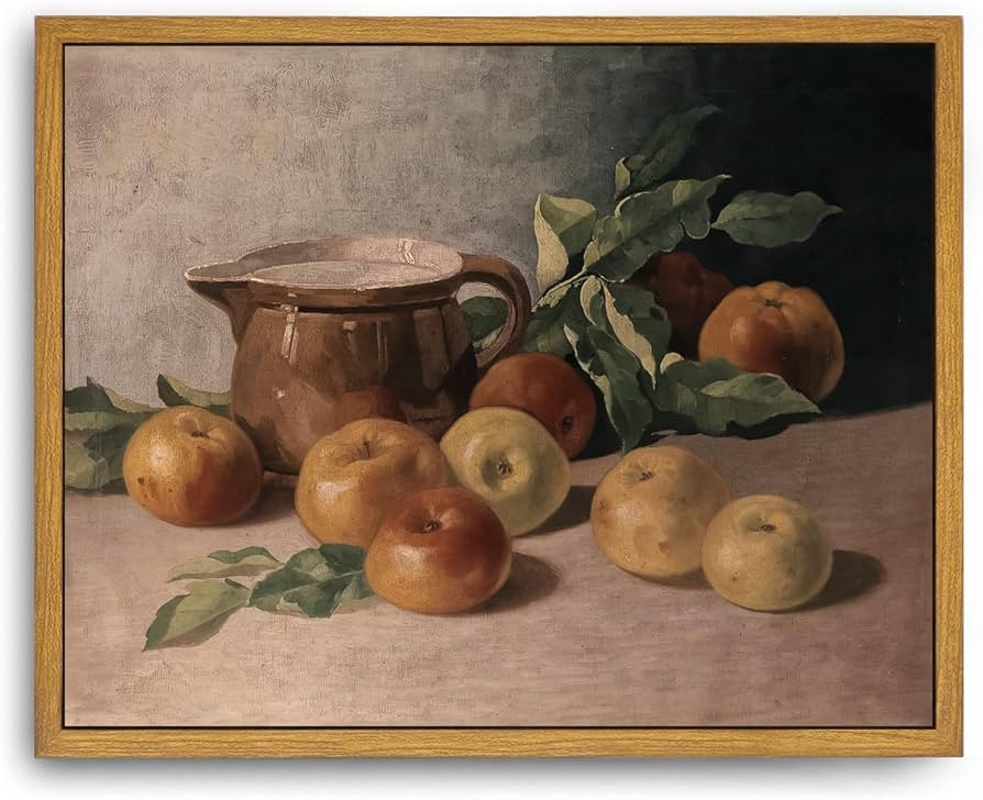 Roslynity Framed Canvas Wall Art Vintage Print Oil Paintings Still Life with Apples Country Rusti... | Amazon (US)