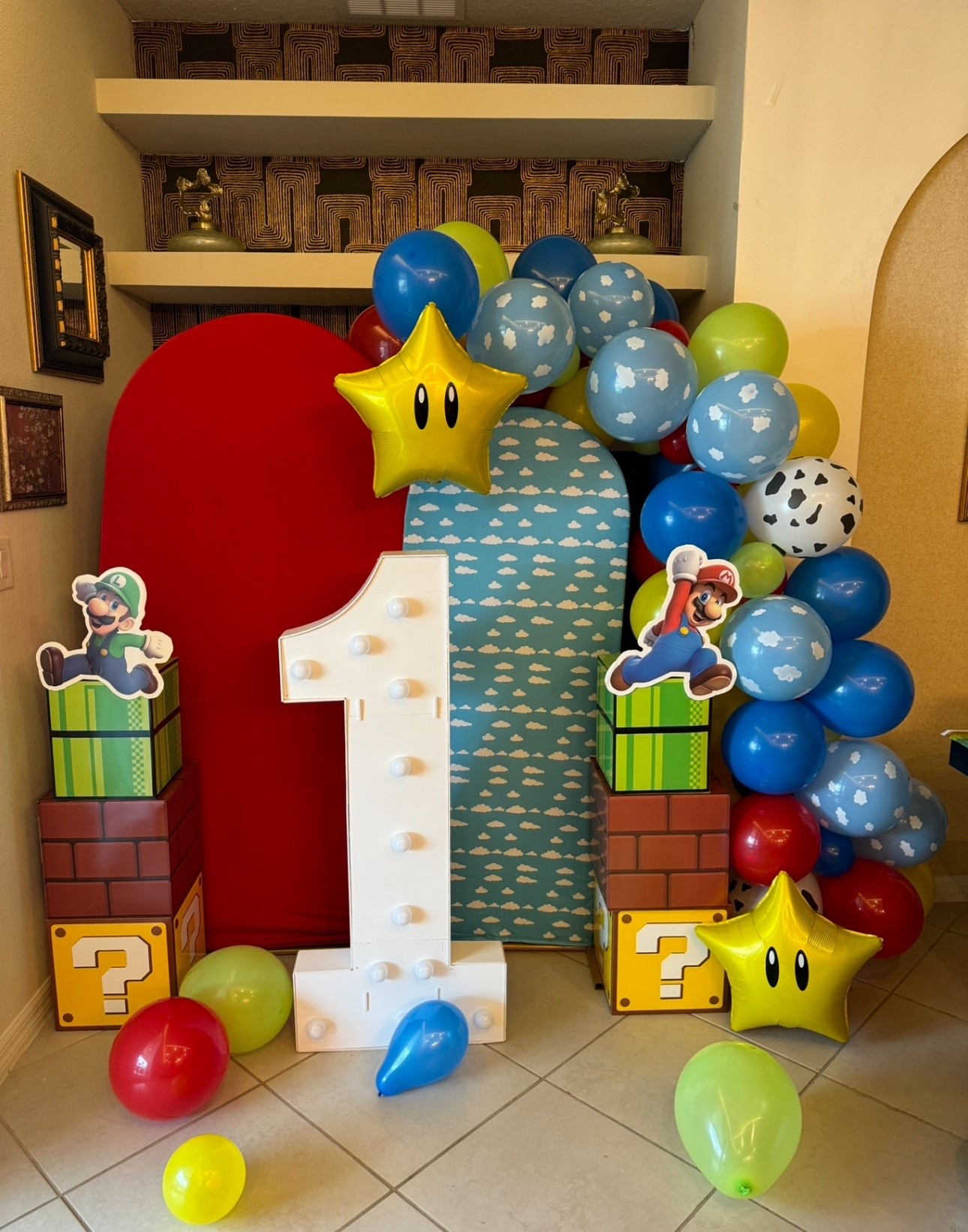 Celebrate the big 1 with these super fun party decorations! Perfect for a gaming-themed birthday bash. #birthdaybash #gamingparty