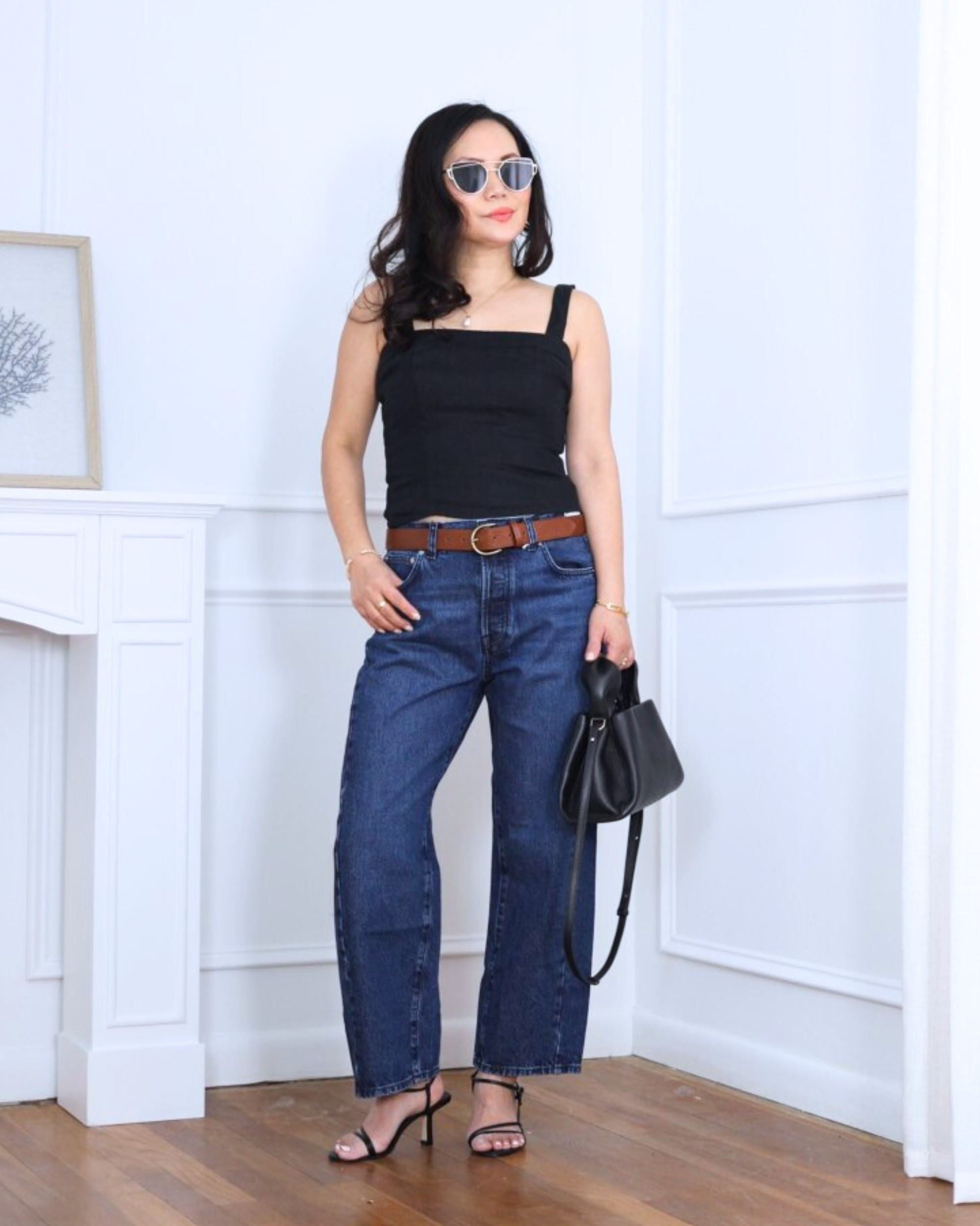 Barrel-leg jeans from Madewell styled with a fitted tank, plus a Quince bag and strappy heels — relaxed but elevated, and the perfect balance of casual and chic. I’m 5’2, wearing size XS.

#LTKPetite #LTKOver40 #LTKootd
