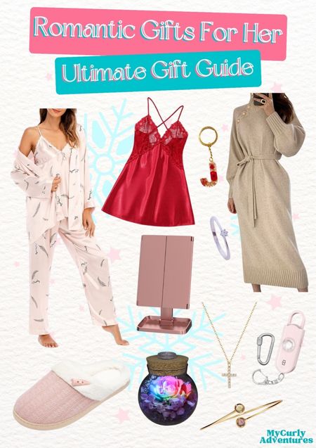 Surprise her with a gift that will make her heart skip a beat any season! - Pajama Sleepwear Set, V-Neck Lace Satin Nightwear, Loose High Neck Tie Waist Knitted Sweater Dress, Custom Resin Flower Keyrings, Delicate Silver Promise Ring, Lighted Makeup Vanity Mirror, Warm Plush Bedroom Shoes with Faux Fur Lining, Preserved Real Roses with Colorful Mood Light Wishing Bottle, Cross Pendant Choker Necklace, Personalized Photo Inside Bangle Bracelet, Emergency Security Alarm Keychain with Strobe LED Light

- Best Romantic Gift Ideas for Her That She’ll Love, gifts for her, white elephant gifts, secret santa, yankee swap, exchange gift ideas, holiday gift, thanksgiving gift, Christmas gift, birthday gift, personalized gift, Valentines gift, Walmart, Etsy, Amazon, gift ideas, surprise gift, seasonal gift, gift shopping, holiday shopping, Christmas shopping

#LTKHoliday #LTKGiftGuide #LTKfindsunder50 #LTKfindsunder100 #LTKsalealert #LTKfamily #LTKparties #LTKSeasonal #LTKstyletip #LTKtravel #LTKitbag