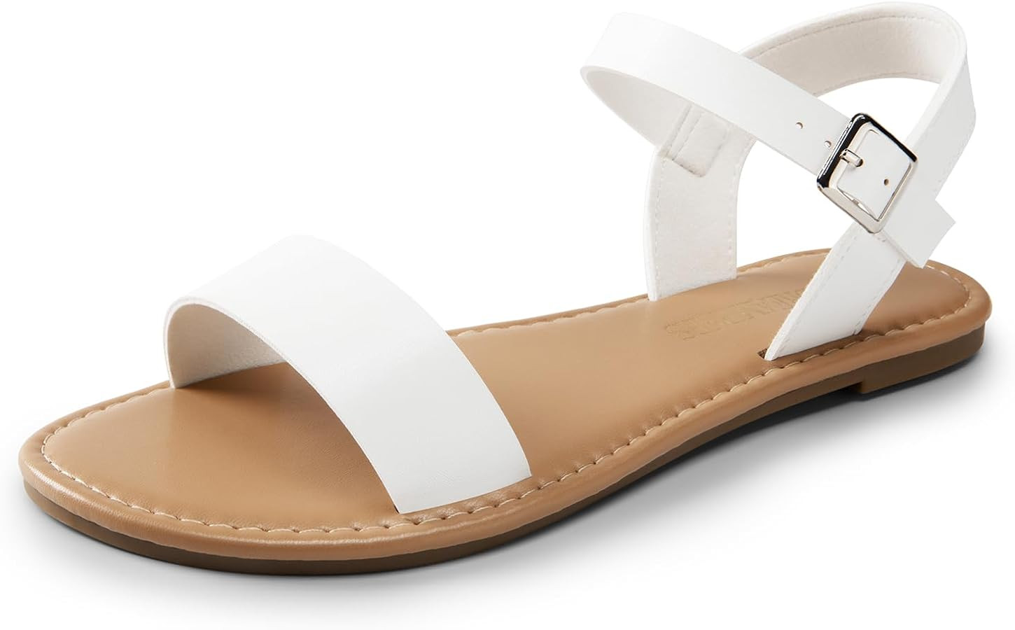 DREAM PAIRS Women's Ankle Strap Flat Sandals Open Toes One Band Buckle Summer Dressy Sandals | Amazon (US)