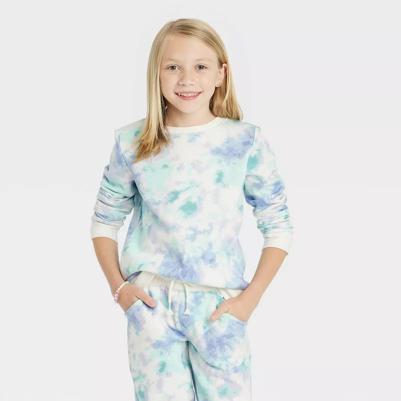 Girls' Crewneck Fleece Pullover Sweatshirt - Cat & Jack™ | Target