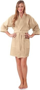 Turquaz Linen Lightweight Thigh Length Robes For Women - Waffle Kimono Bridesmaids Robe - Summer ... | Amazon (US)