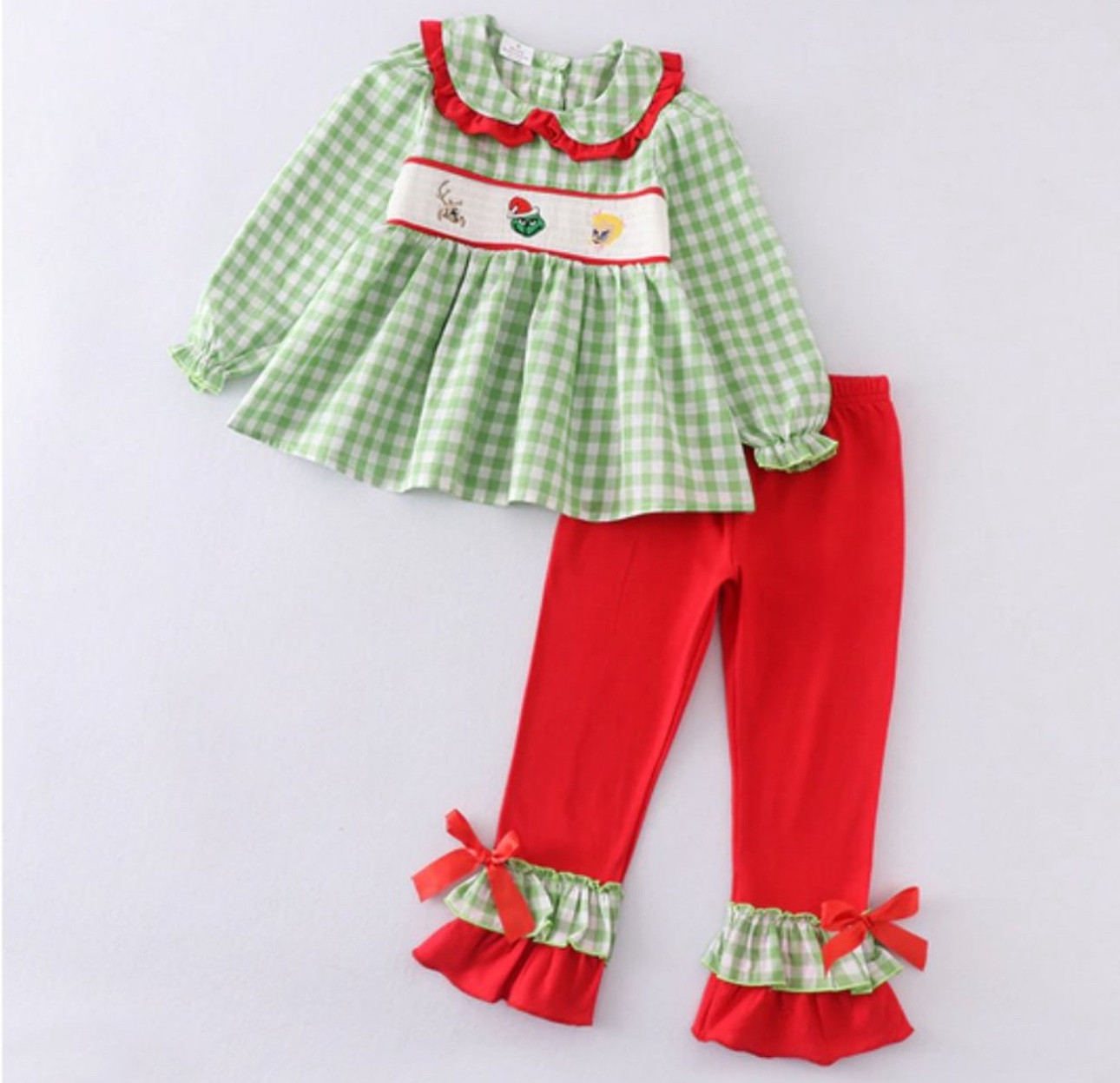 Grinch Holiday Embroidery Character Two Piece Set 

#LTKKids #LTKHoliday #LTKGiftGuide