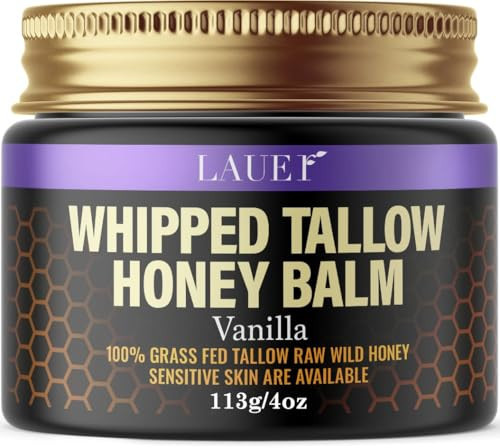 Whipped Tallow Honey Balm for Soft Smooth Skin & Face 100% Grass-Fed Beef Tallow Body Butter with Raw Honey for All Skin Type Natural Vanilla Moisturizer for Eczema Rashes Dry Skin & Sunburn 4 oz | Amazon (US)