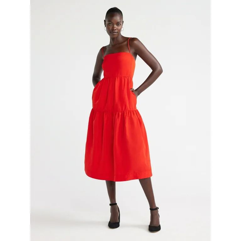 Free Assembly Women's Strappy Empire Midi Dress, Sizes XS-XXXL | Walmart (US)