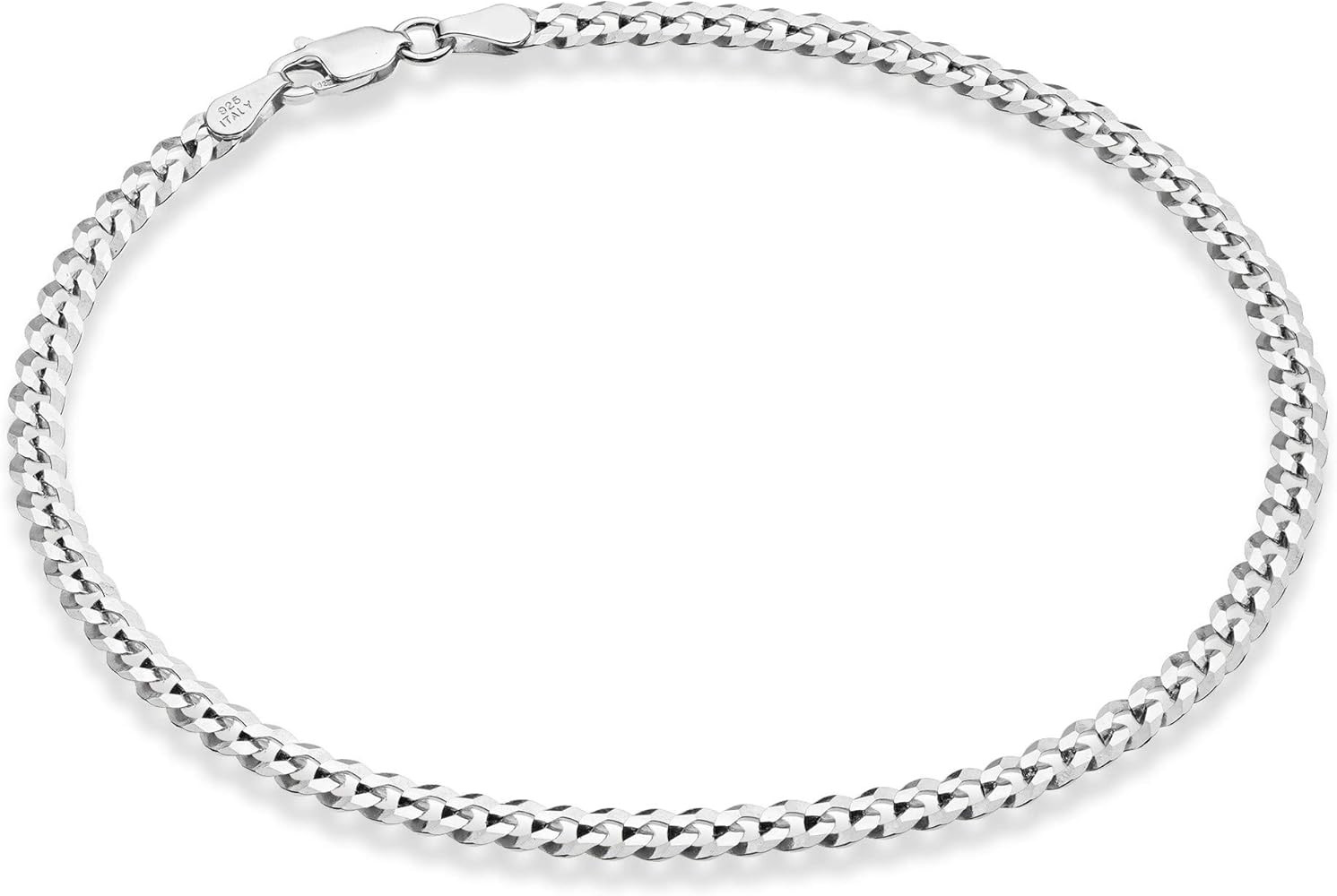 Miabella Solid 925 Sterling Silver Italian 3.5mm Diamond Cut Cuban Link Curb Chain Anklet for Wom... | Amazon (US)