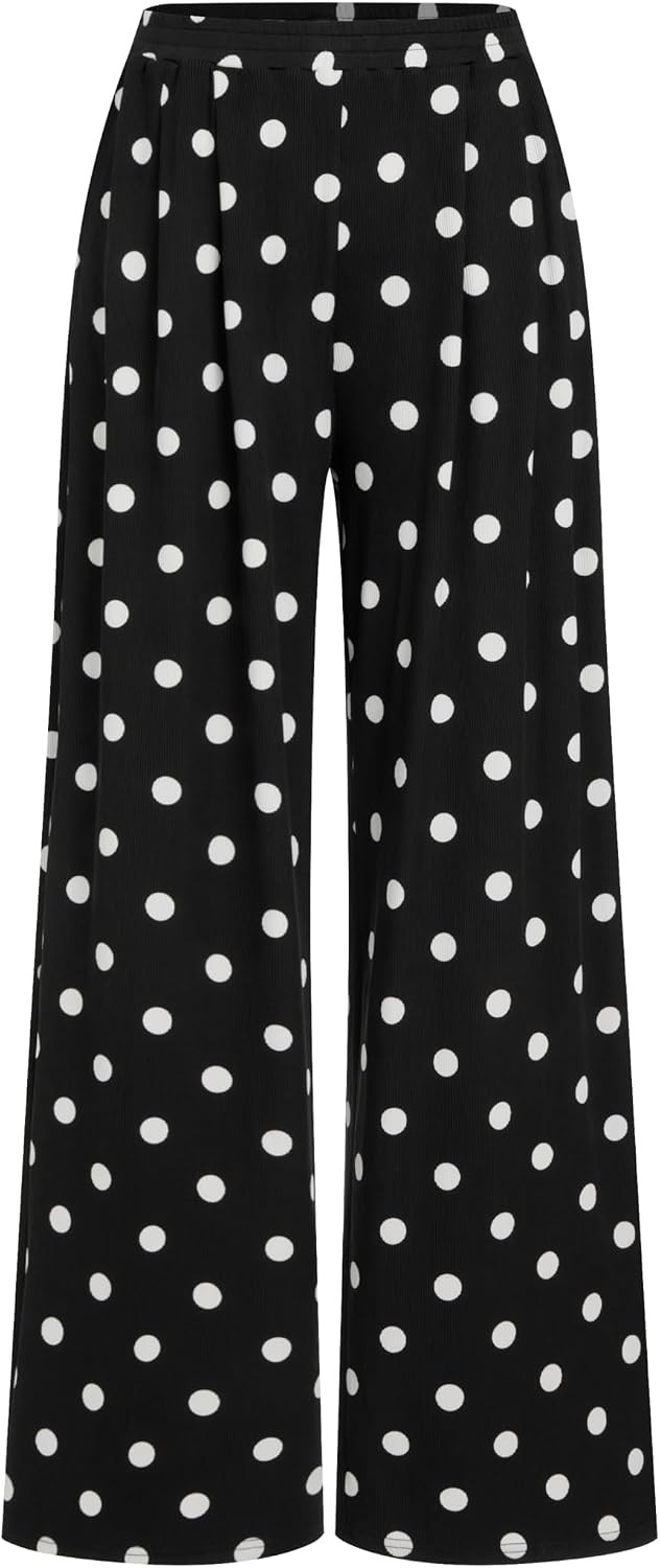 CIDER Palazzo Pants for Women Wide Leg Flowy Pants with Pockets Elastic Mid Waist Summer Beach Vacation Outfits Lightweight | Amazon (US)