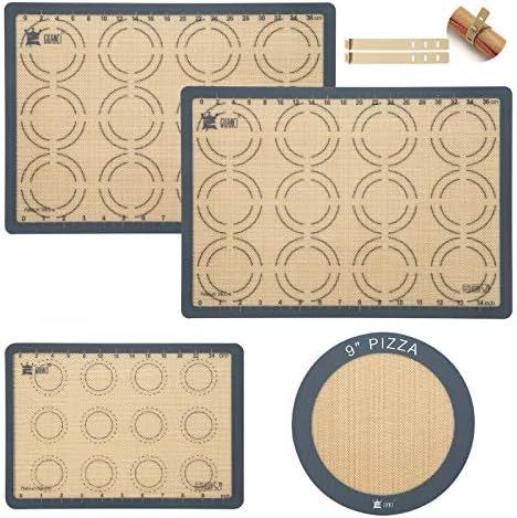Silicone Baking Mat Set of 4, GUANCI Grade Food Baking mats Non-Stick Reusable Pizza Bakeware Mat... | Amazon (US)