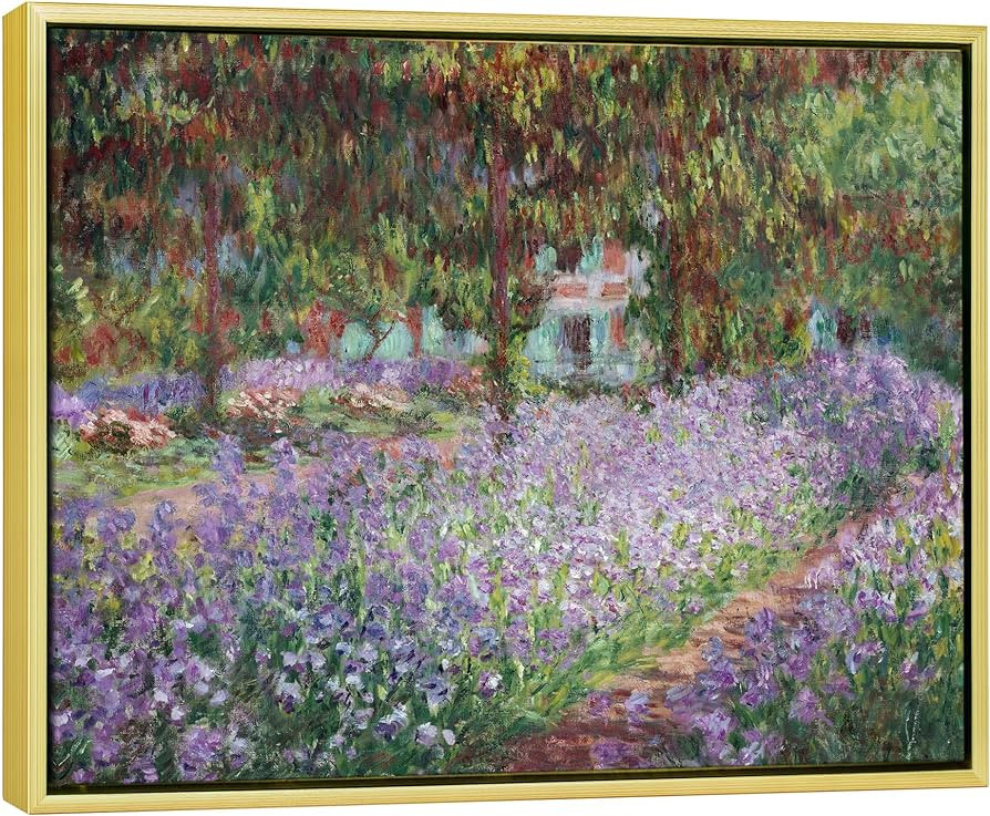 Wieco Art Framed Canvas Print Wall Art Irises in Monet's Garden,1900 by Claude Monet Impressionis... | Amazon (US)