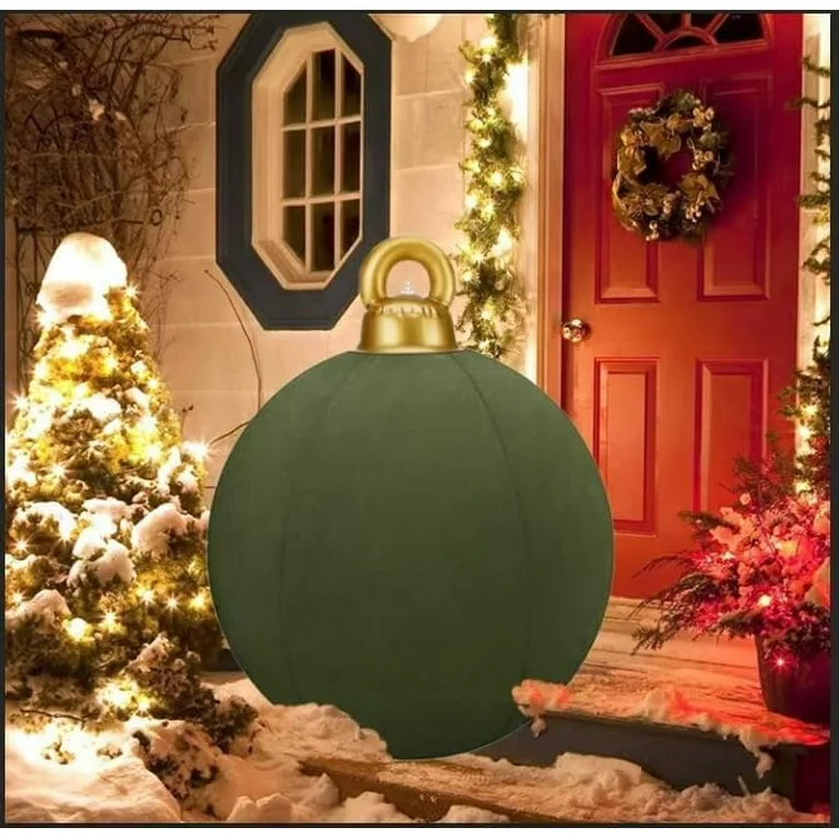 Giant Velvet Christmas Inflatable Ball Ornament 24" Giant Flocked Blow up Holiday Ball, Outdoor Y... | Walmart (US)