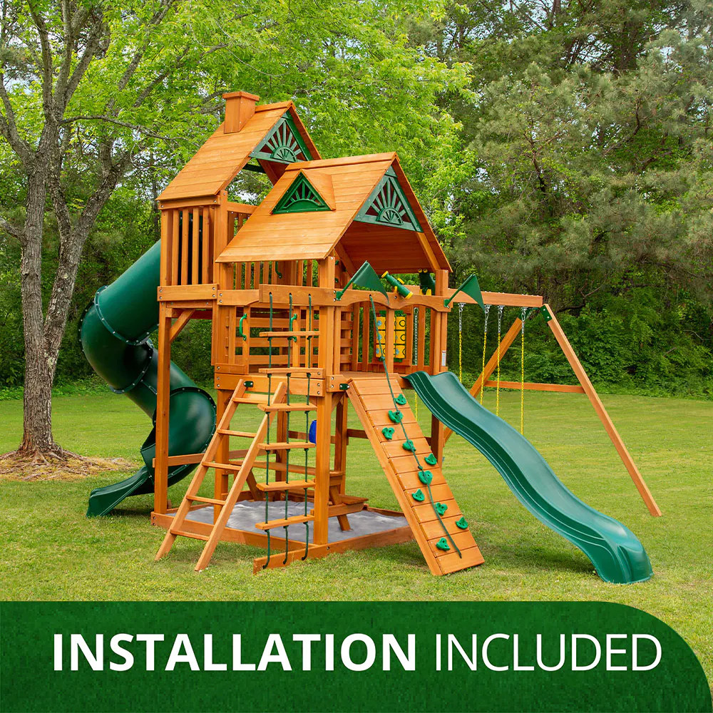Gorilla Playsets Great Skye Residential Wood Swing set ( Installation Included ) in Brown | 6825 | Lowe's