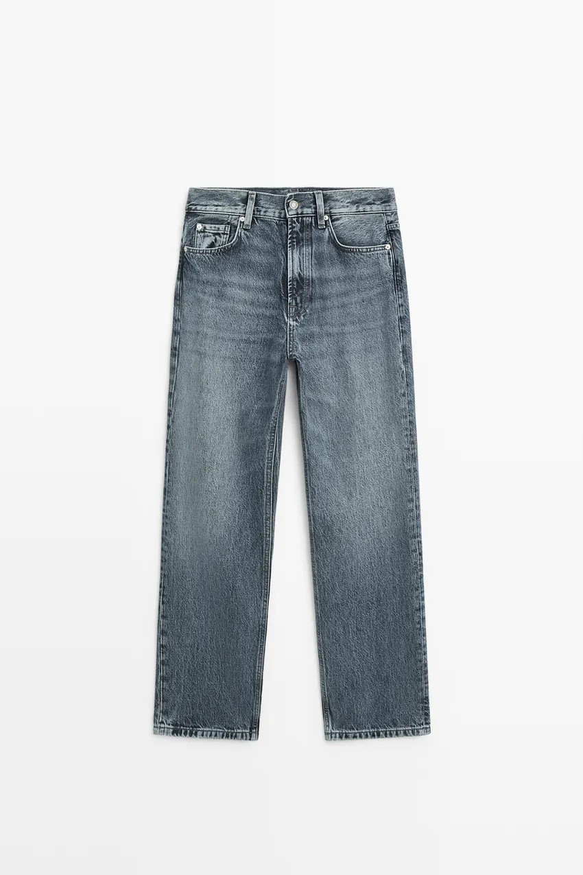 High-waist straight-leg jeans | Massimo Dutti US