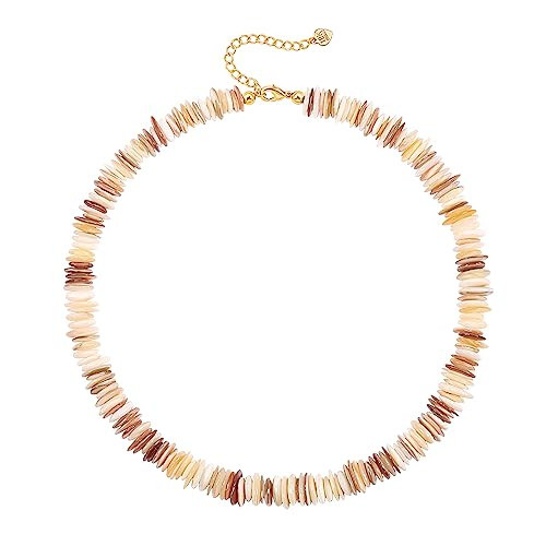 Aobei Pearl Natural Shell Beads Choker Boho Seashell Chips Necklace for Women Chunky Puka Shell Summer Beach Surfer Jewelry 15” + 2” | Amazon (US)