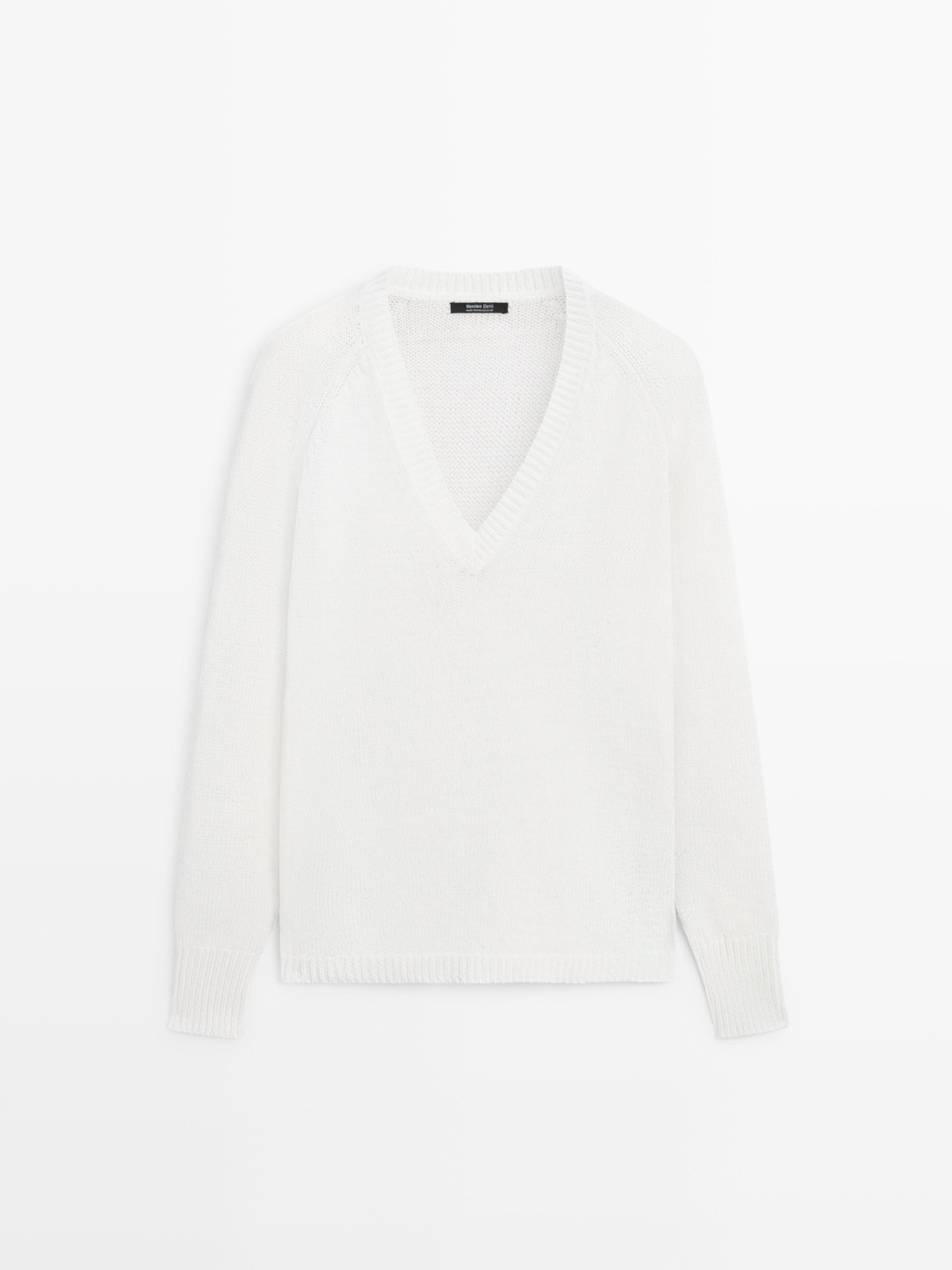 Strickpullover aus Baumwollmischgewebe mit V-Ausschnitt | Massimo Dutti DE