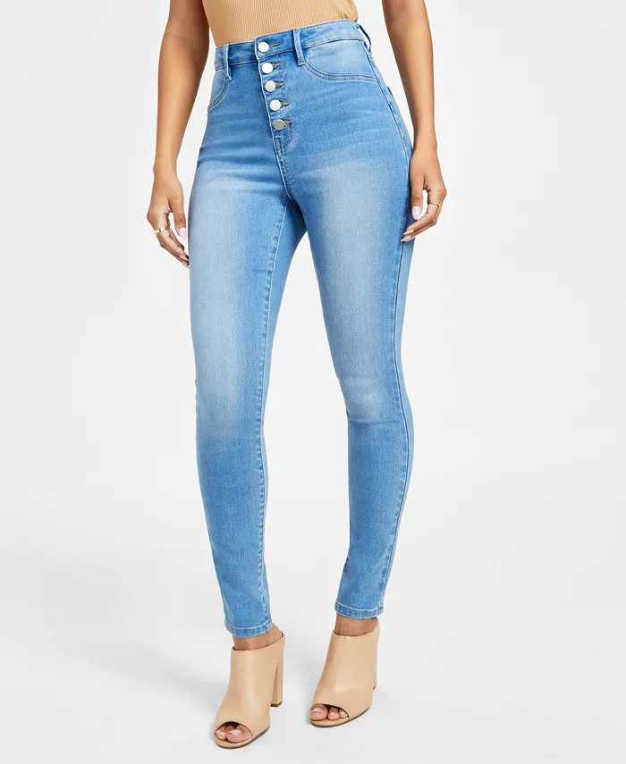 Juniors' 5-Button High Waisted Curvy Skinny Jeans | Macy's