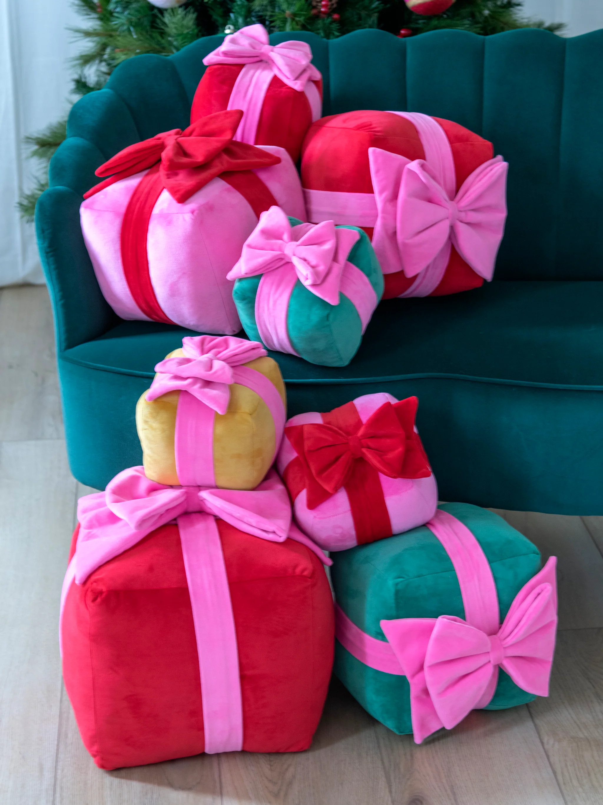 Shiraleah Assorted Set of 8 Gift Box Pillows, Multi | Shiraleah