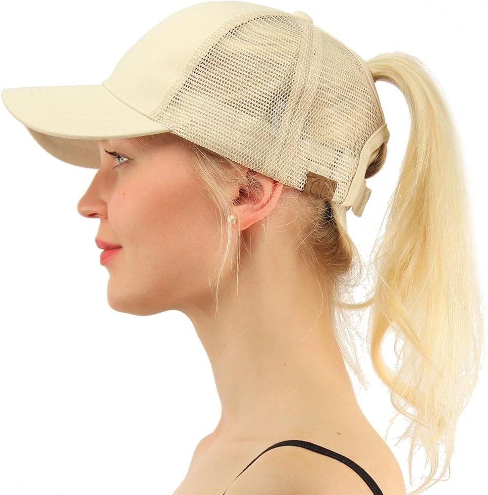 C.C Ponytail Messy Buns Trucker Ponycaps Plain Baseball Visor Cap Dad Hat | Amazon (US)