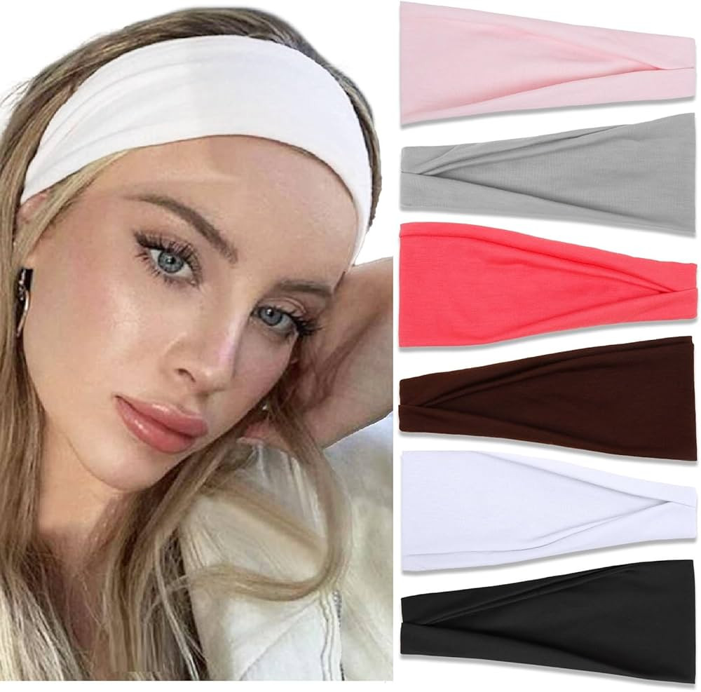 Headbands for Women Hair Bands for Women’s Hair Non Slip Women Thick Headband Pink Stretchy Swe... | Amazon (US)