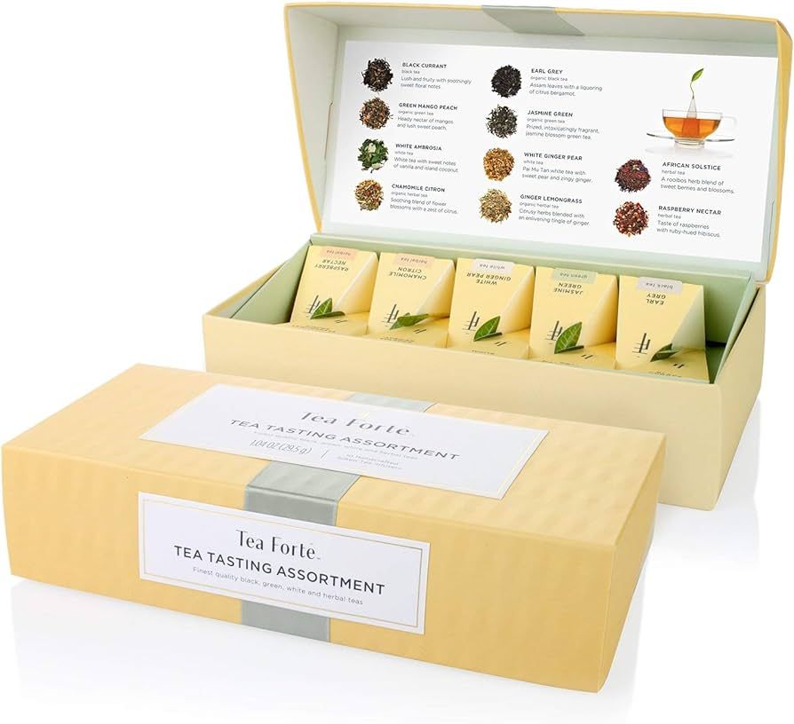 Tea Forte Assorted Classic Tea, Petite Presentation Box, Sampler Gift Set With Handcrafted Pyrami... | Amazon (US)