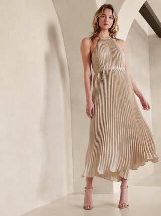 Halter Pleated Maxi Dress | Banana Republic Factory