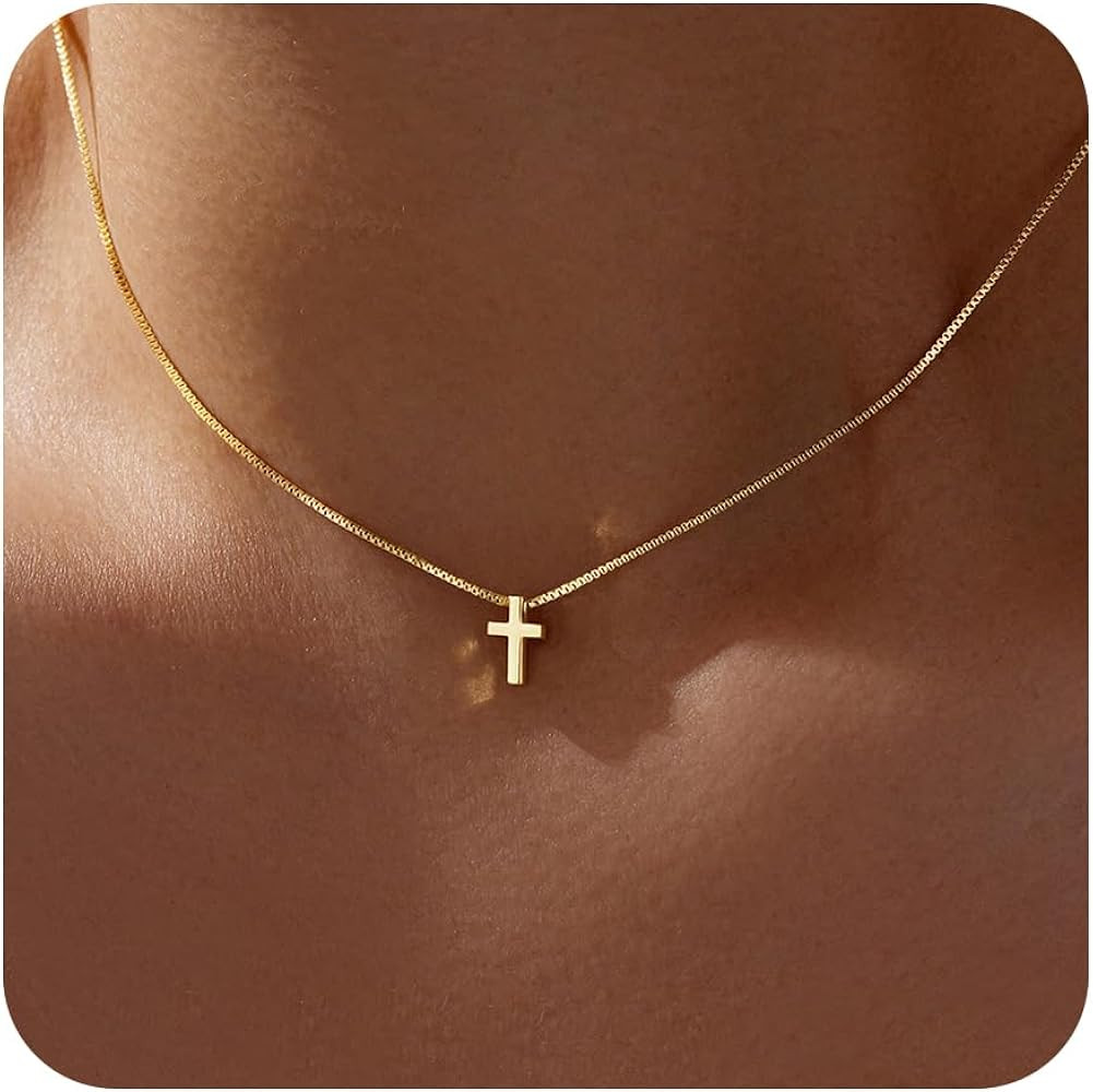Cross Necklace for Women Girls, Dainty 14K Gold Silver Plated Cross Choker Pendant Jewelry Non Ta... | Amazon (US)