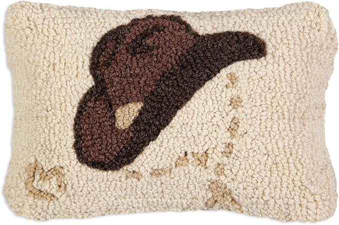 Artist-Designed Howdy Ma'am Hand-Hooked Wool Decorative Throw Pillow - Cowboy-Themed Pillow for C... | Amazon (US)