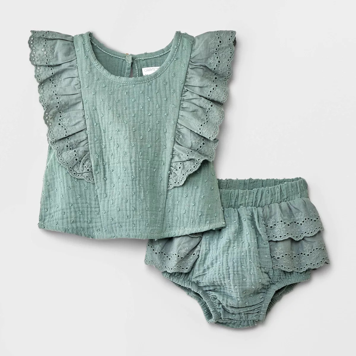 Grayson Mini Baby Girls' Solid Top & Bottom Set - Green | Target