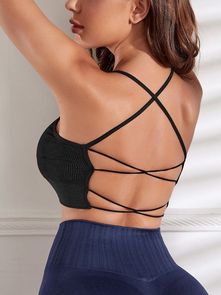 Crisscross Back Sports Bra | SHEIN