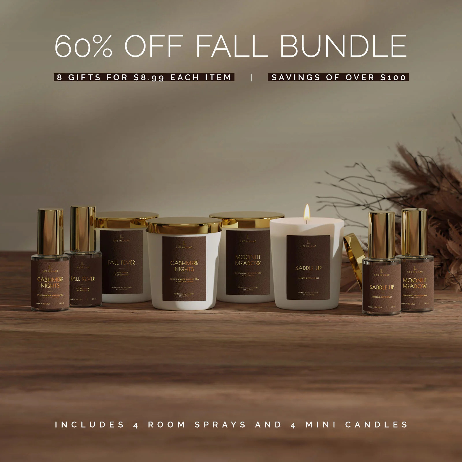Fall Festive Home Fragrance Bundle with 4 Free Mini Candles - Ships We | Life In Lilac
